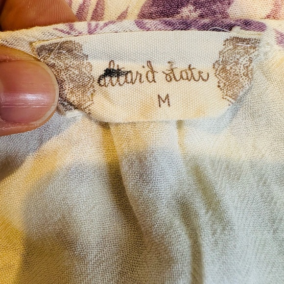 Altar'd State Purple and Cream Floral Cold Shoulder Dress Size Medium - Picture 9 of 9